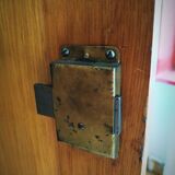 Armoire chêne et rotin tressé 60's