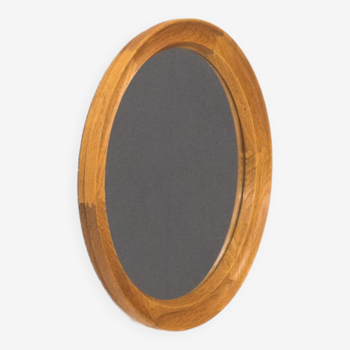 Danish design vintage round oak mirror