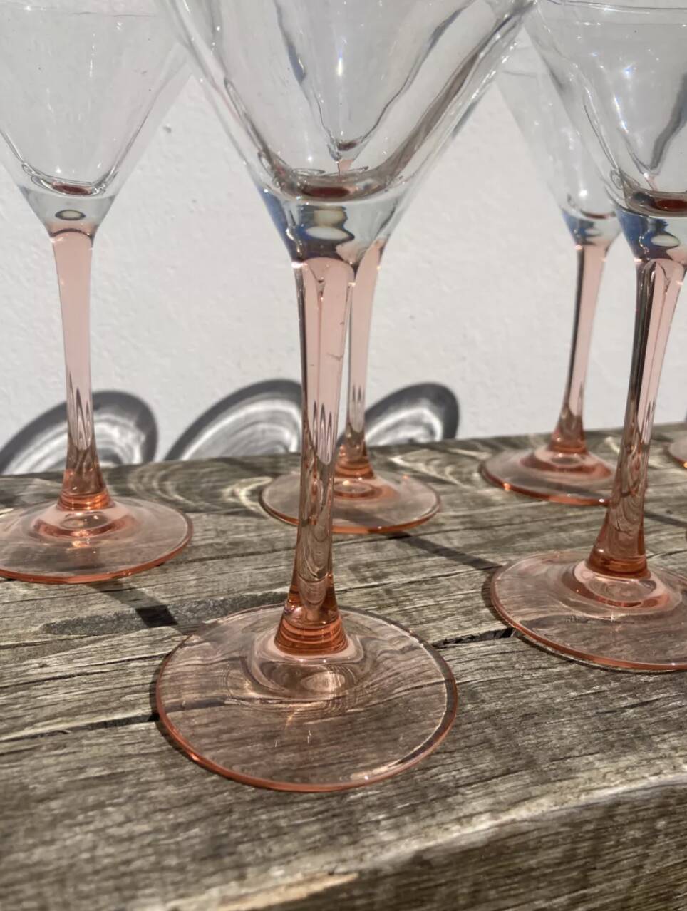 12 pink cocktail glasses Luminarc cuts