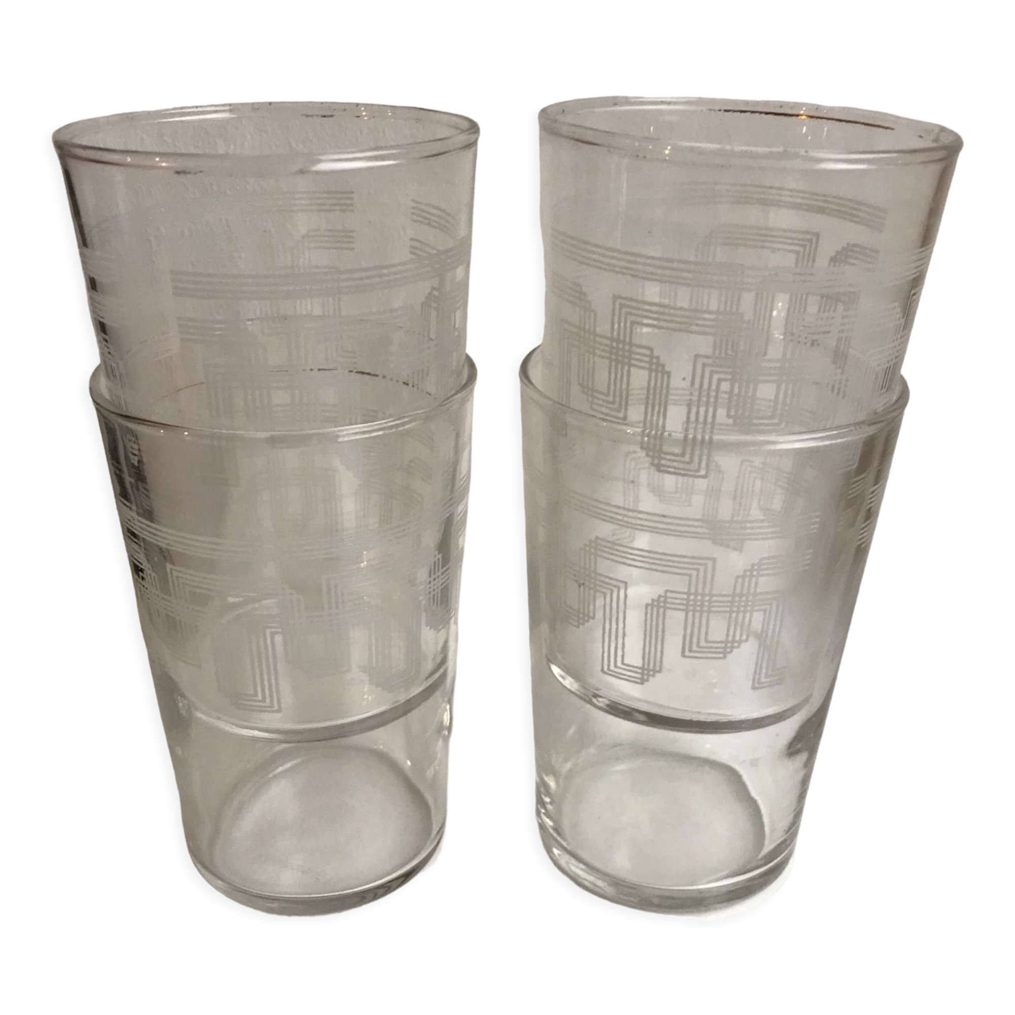 Lot de 4 verres à eau gravés années 50-60