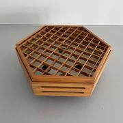 Lampe à encastrer en bois au design hexagonal, années 1970, Allemagne