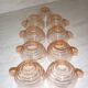 Lot 9 art deco cups in pink transparent glass