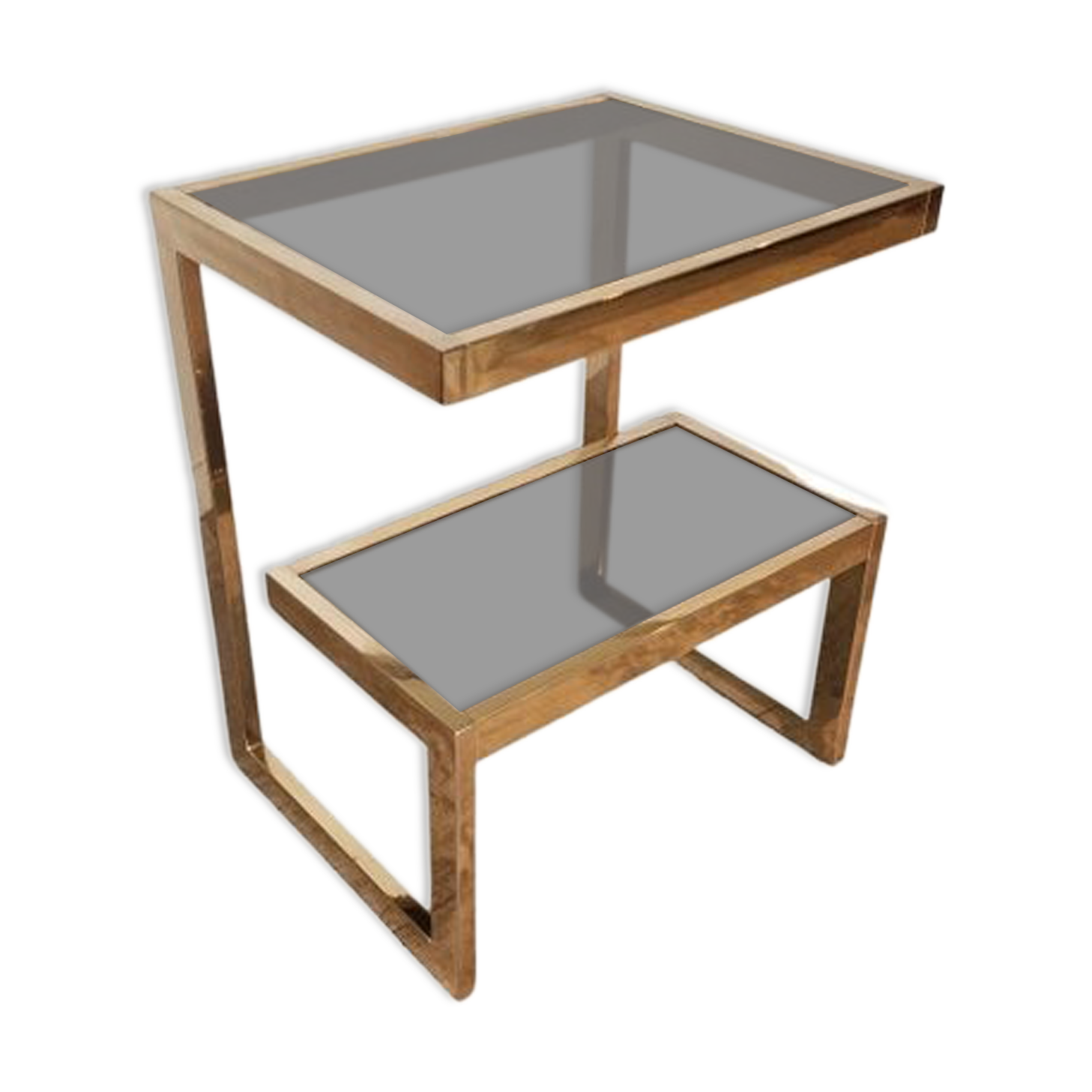 Table basse plaquée or par Belgochrom, Belgique, 1975