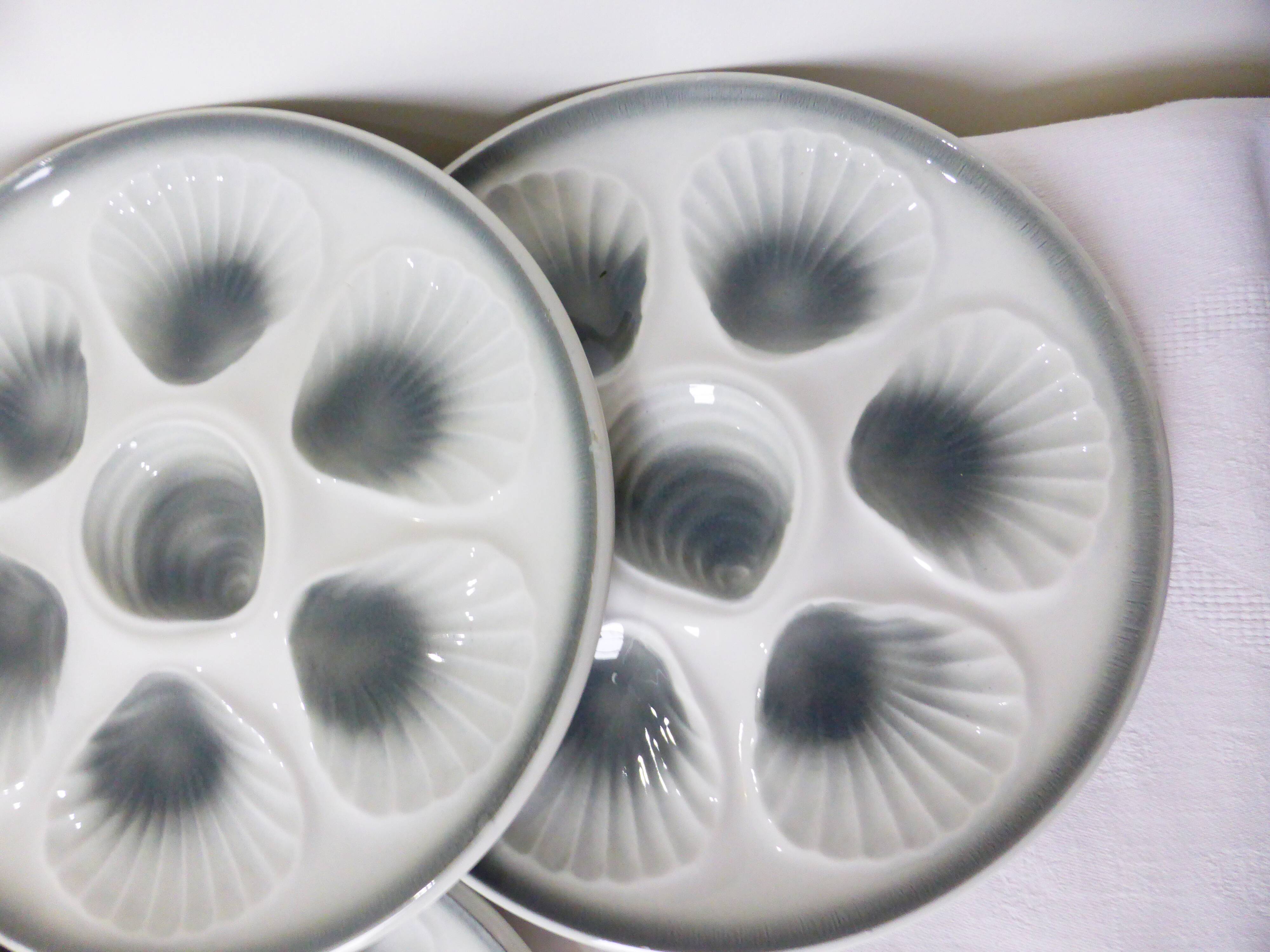 6 vintage oyster plates from Moulin des Loups and Orchies