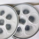 6 vintage oyster plates from Moulin des Loups and Orchies