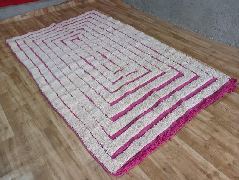 Tapis bérbere écru à motifs géométriques 250cmx150cm