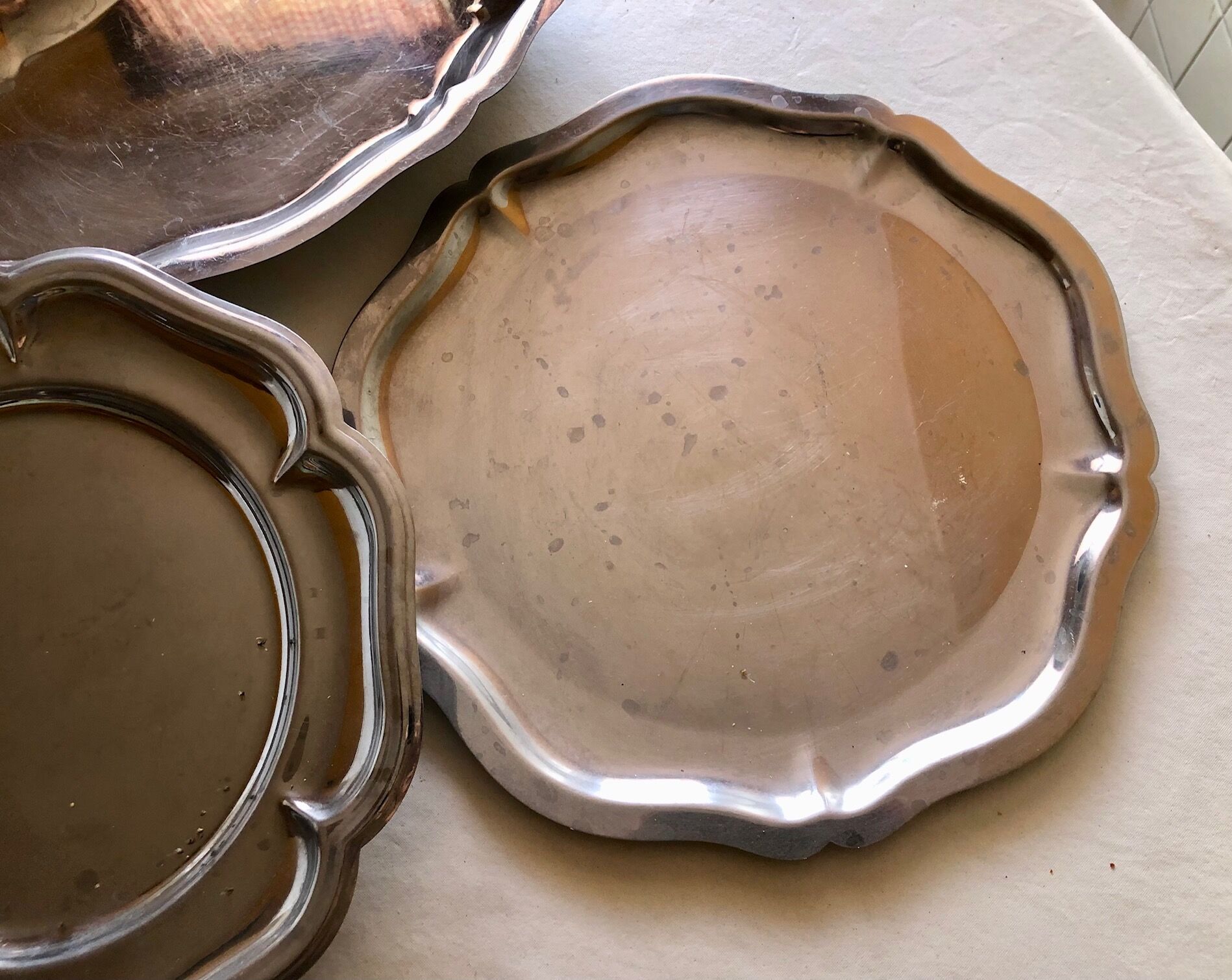 Round serving dish, stainless steel, an. 70/80