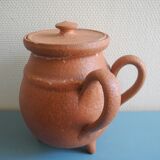 antique cooking pot, tripod pot, decorative pot, old earthenware cooking pot