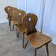Set of 4 Vintage Tyrolean Heart Cutout Wooden Dining Chairs