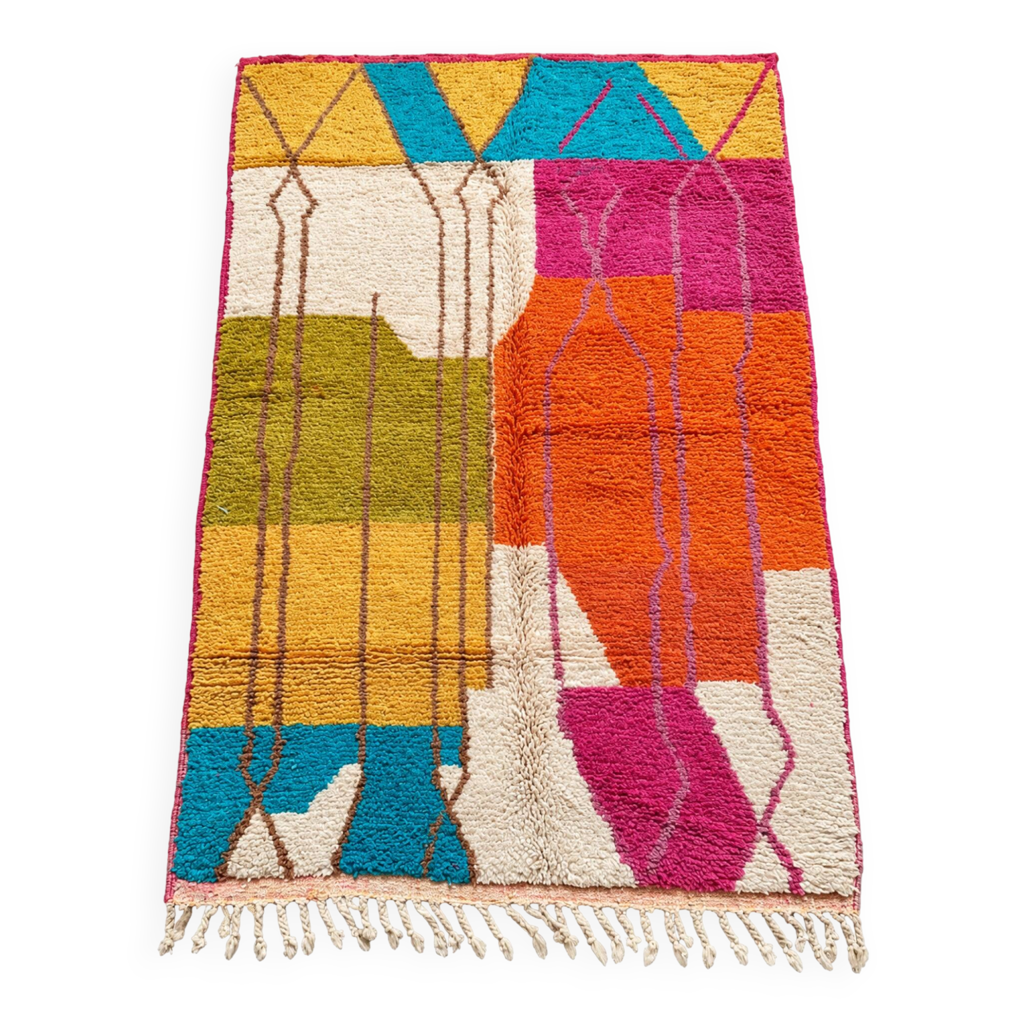 Multicoloured handmade wool Berber rug – 162 × 257 cm