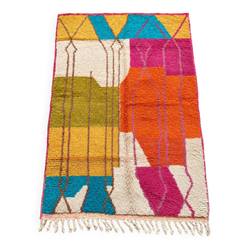 Multicoloured handmade wool Berber rug – 162 × 257 cm