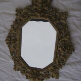 19th century bronze mirror with ancient angelot 33x46cm