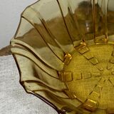 Art Deco style salad bowl in amber molded glass
