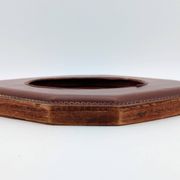 Ashtray / Catch-all Mid-Century Solid Glass Murano Style & Leather 1960