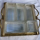 Aperitif set consisting of a wooden tray and mirror, art deco