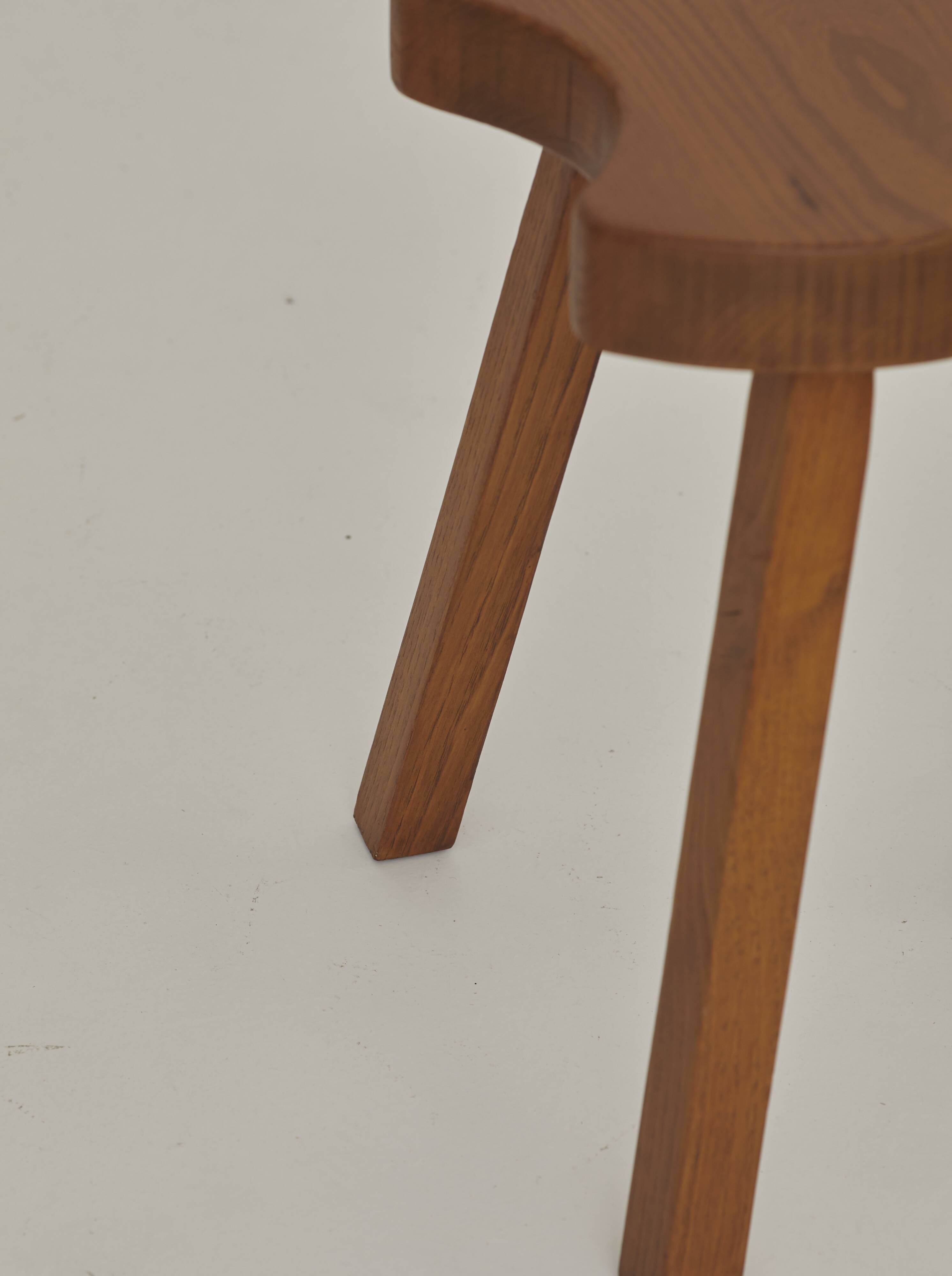 Vintage Solid Beech Brutalist Tripod Stool Circa 1960