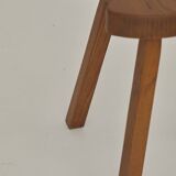Vintage Solid Beech Brutalist Tripod Stool Circa 1960