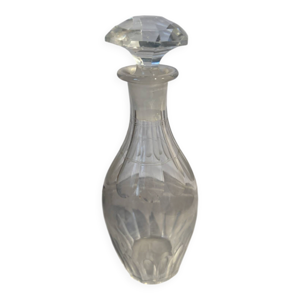 Flacon ancien en verre moulé avec bouchon – objet vintage