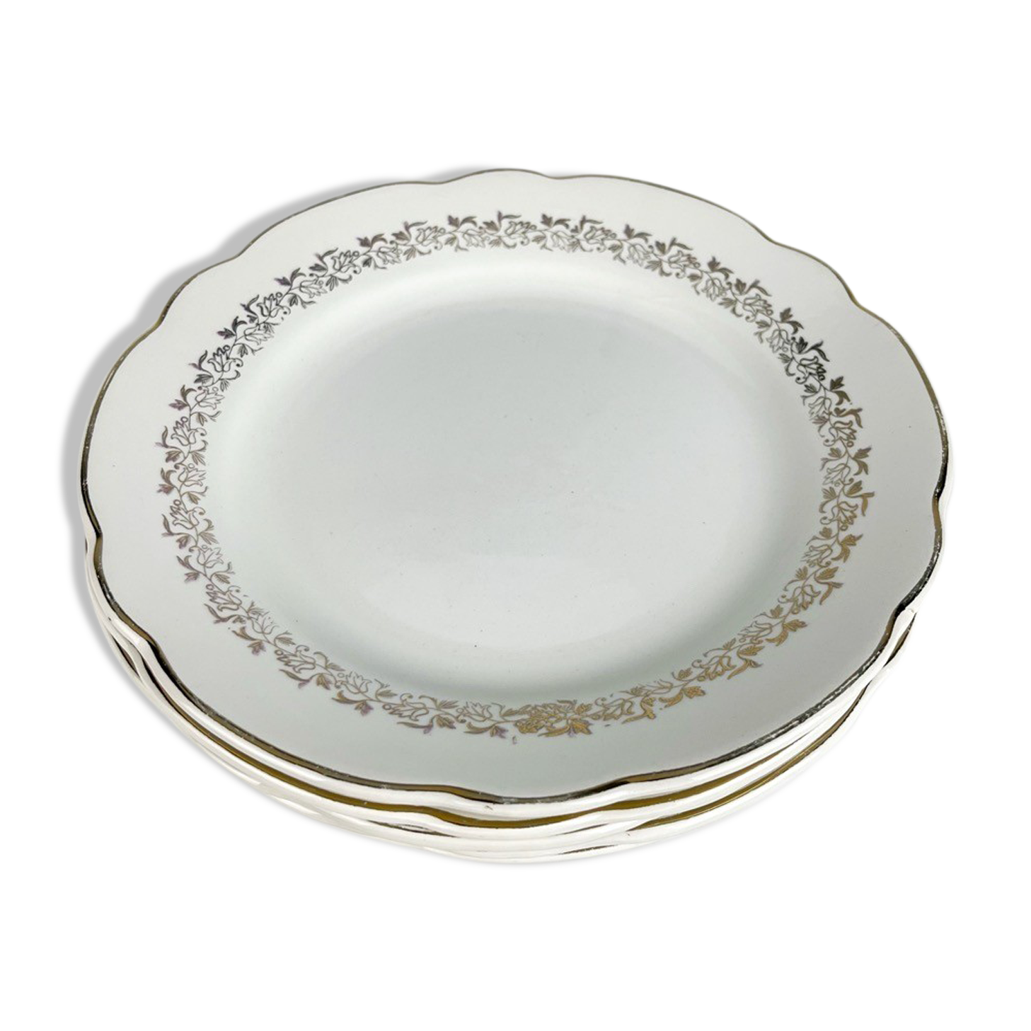 Six Plates Sarreguemines with scalloped edges