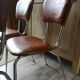 Lot of 4 vintage chairs in skai camel croc effect