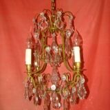 Bronze and crystal chandelier with 4 arms from the early 20th century