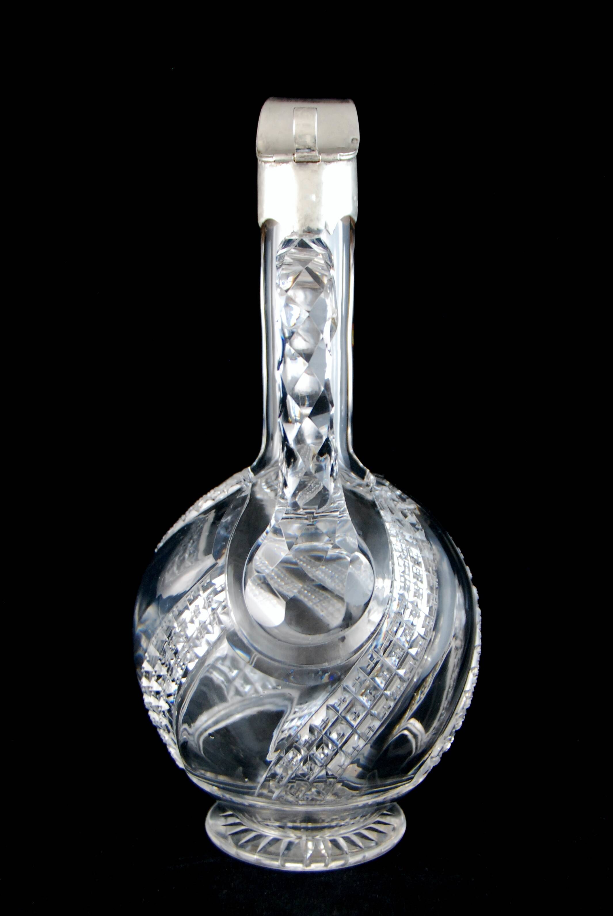 Baccarat - cut crystal ewer carafe mounted in solid silver