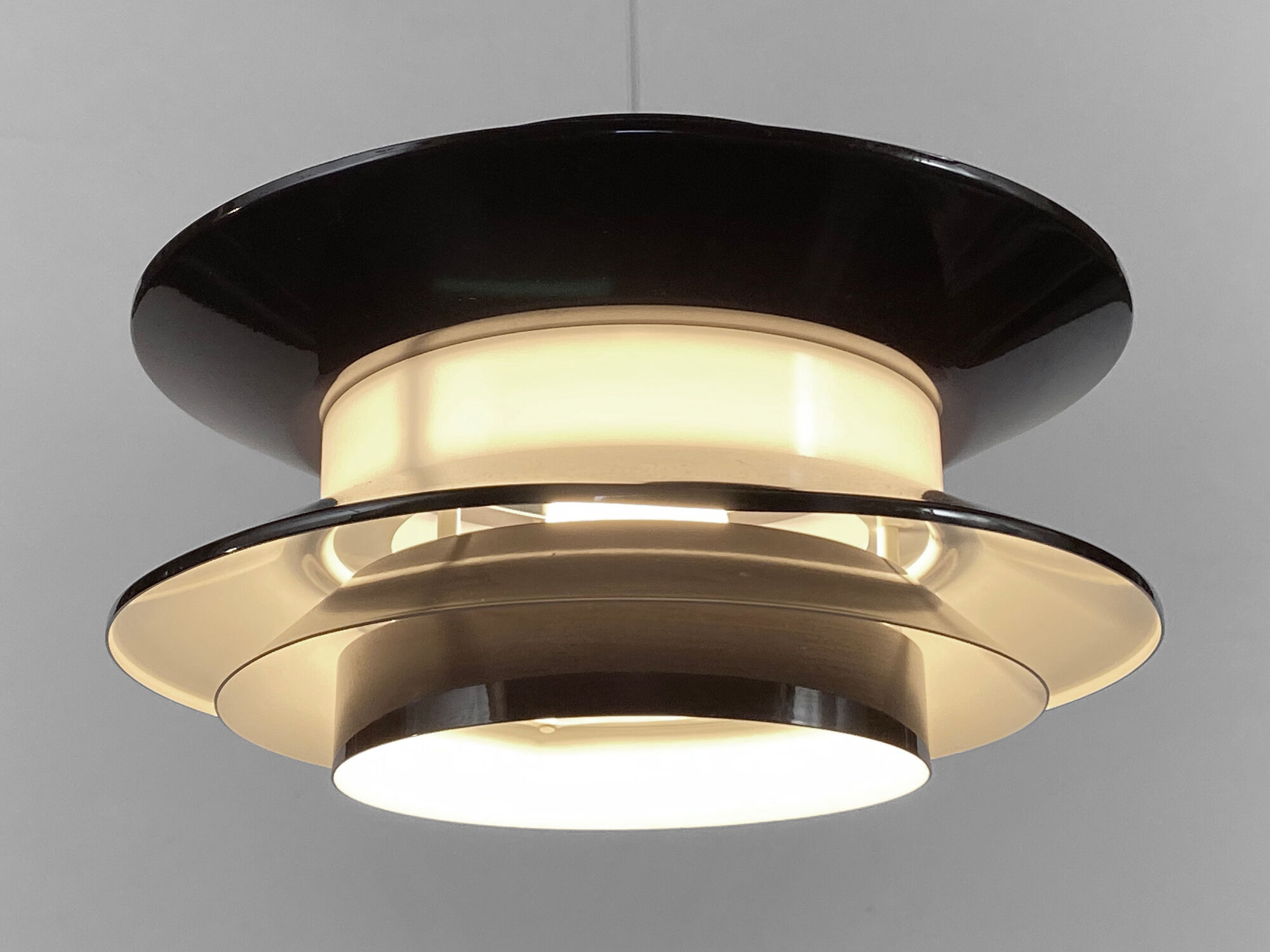 Pendant light "Trava" brown version by Carl Thore for Granhaga Metallindustri. Sweden 1970s.