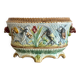 Important planter cache pot barbotine decor insects musicians late 19th century