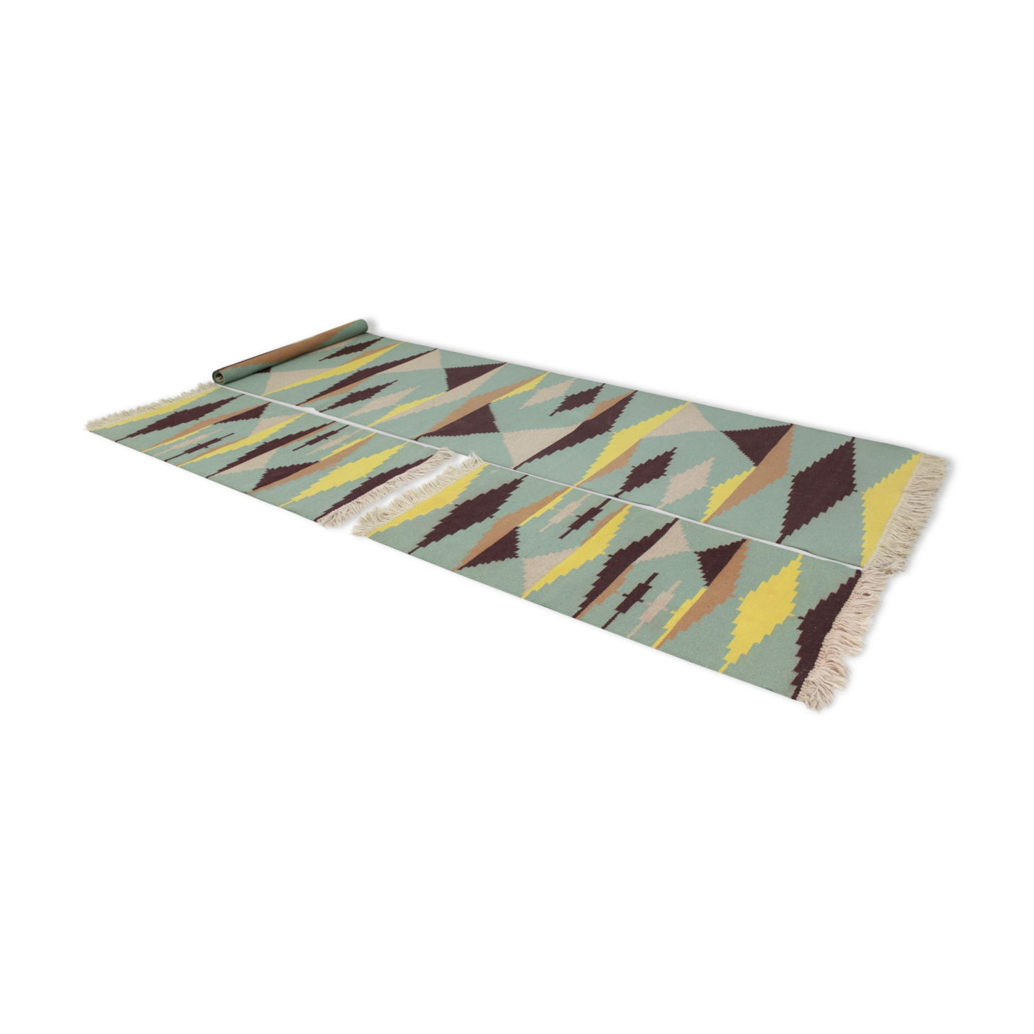 Set of 3 mid-century modernist geometric rug