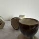 Set of 4 vintage egg cups in glazed ceramic.