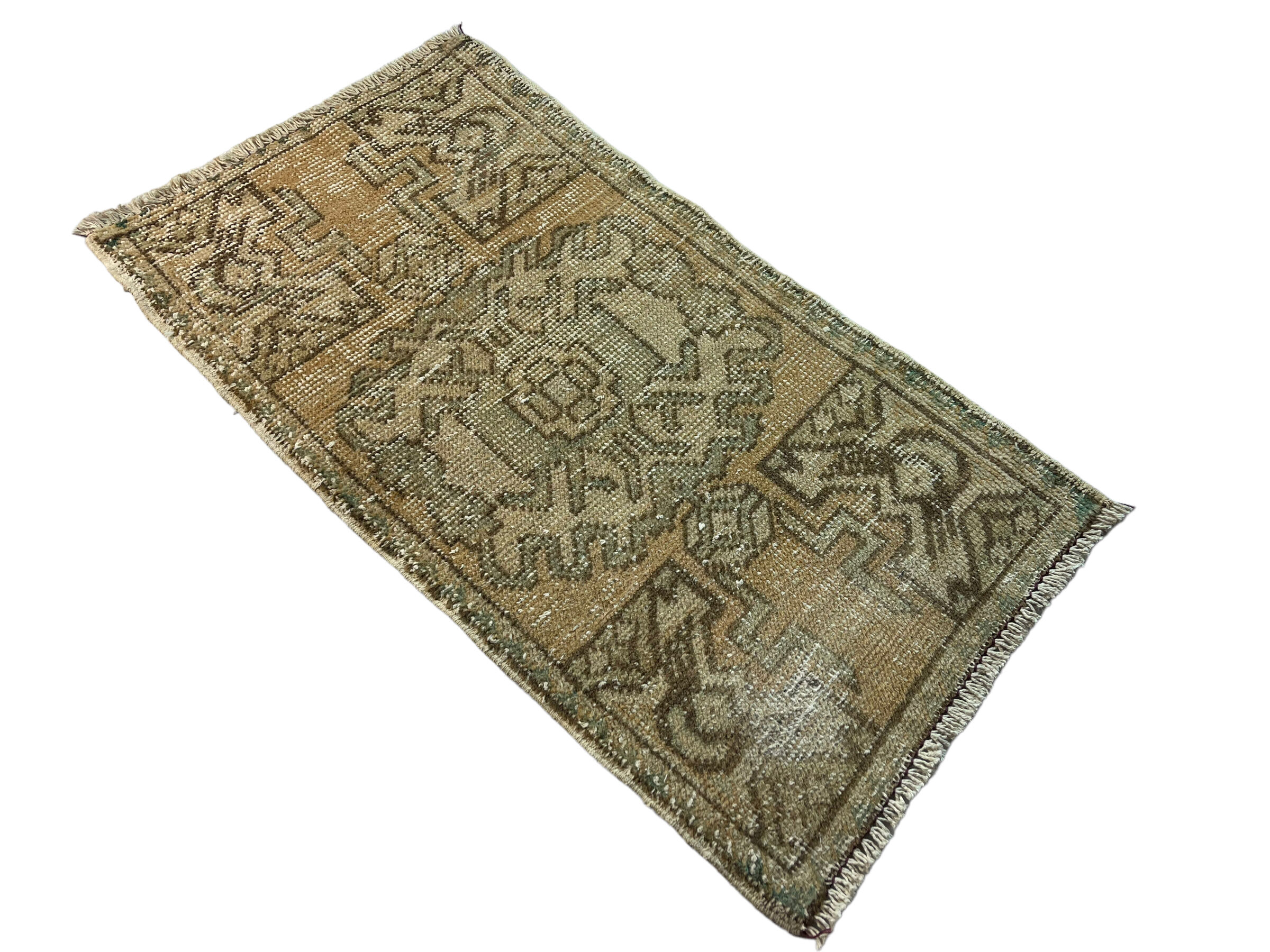Vintage turkish pastel mini rug 91x 51 cm