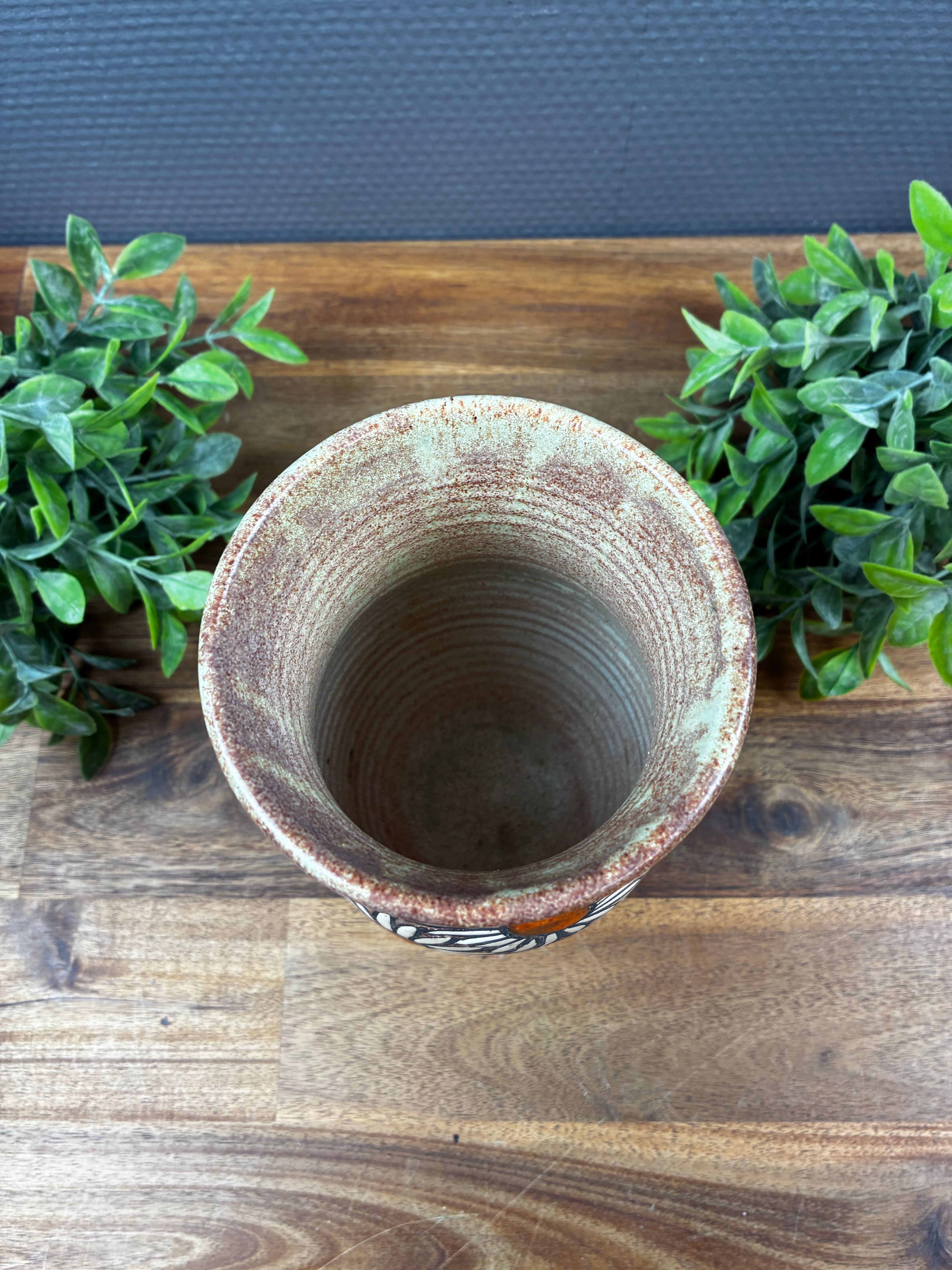 Vallauris Vase in Ceramic with Daisy Decor – Vintage 60s/70s