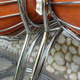 Seérie of 4 chairs Sabrina design Gastone Rinaldi for Rima, tawny leather, 1970