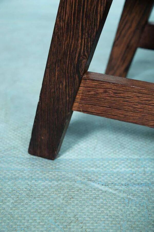 Banc repose-pieds bohémien en wengé, tabouret Japandi années 70