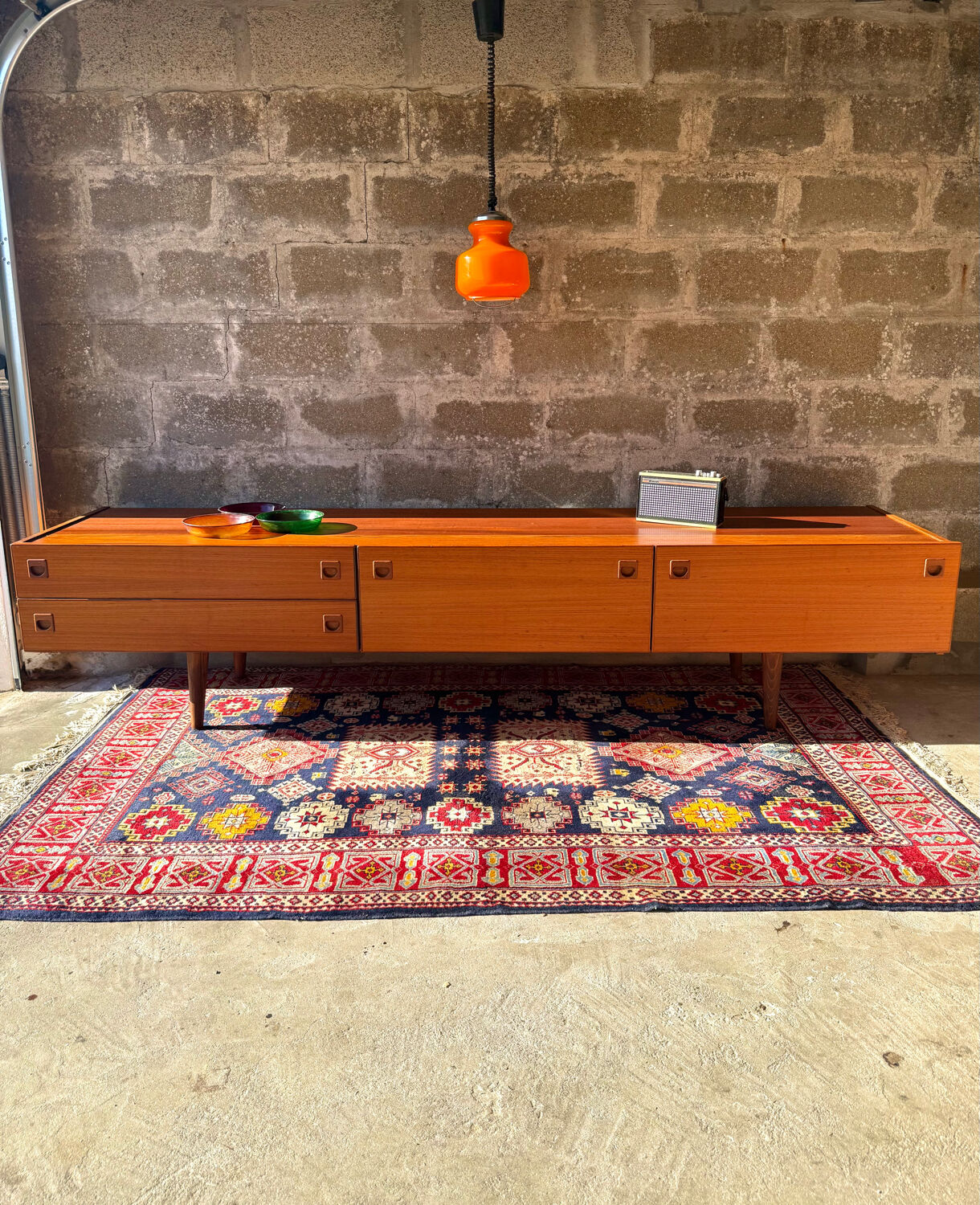 Scandinavian low sideboard in teak, 1960s/70s