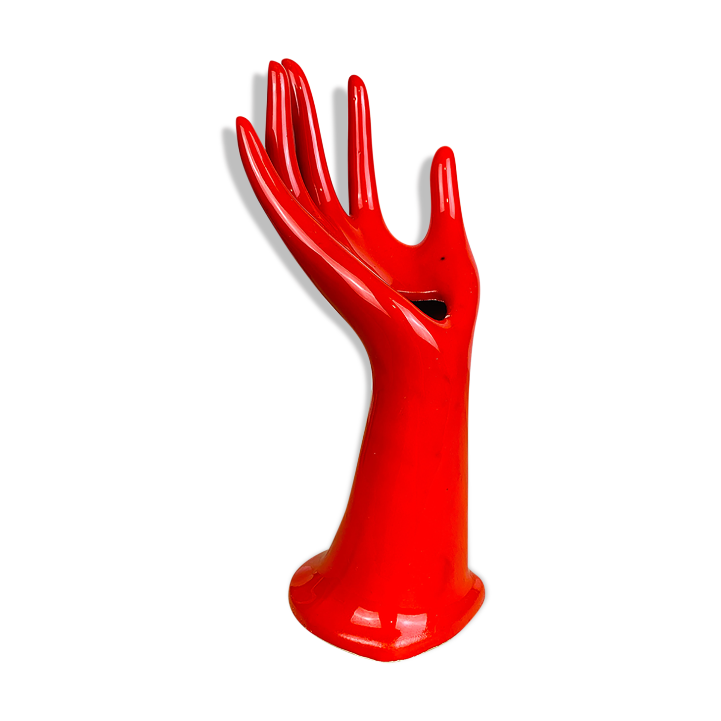 Hand baguier soliflore ceramic red