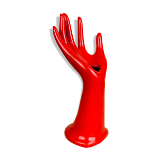 Hand baguier soliflore ceramic red