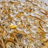 Brass ceiling light with cut glass flowers by Palwa, Germany, 1970s.