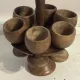 Vintage wooden egg cups – 6 pieces – 1950s