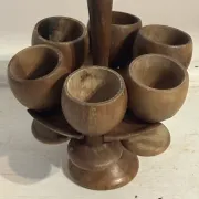 Porte-coquetiers vintage en bois tourné – 6 pièces – Années 50