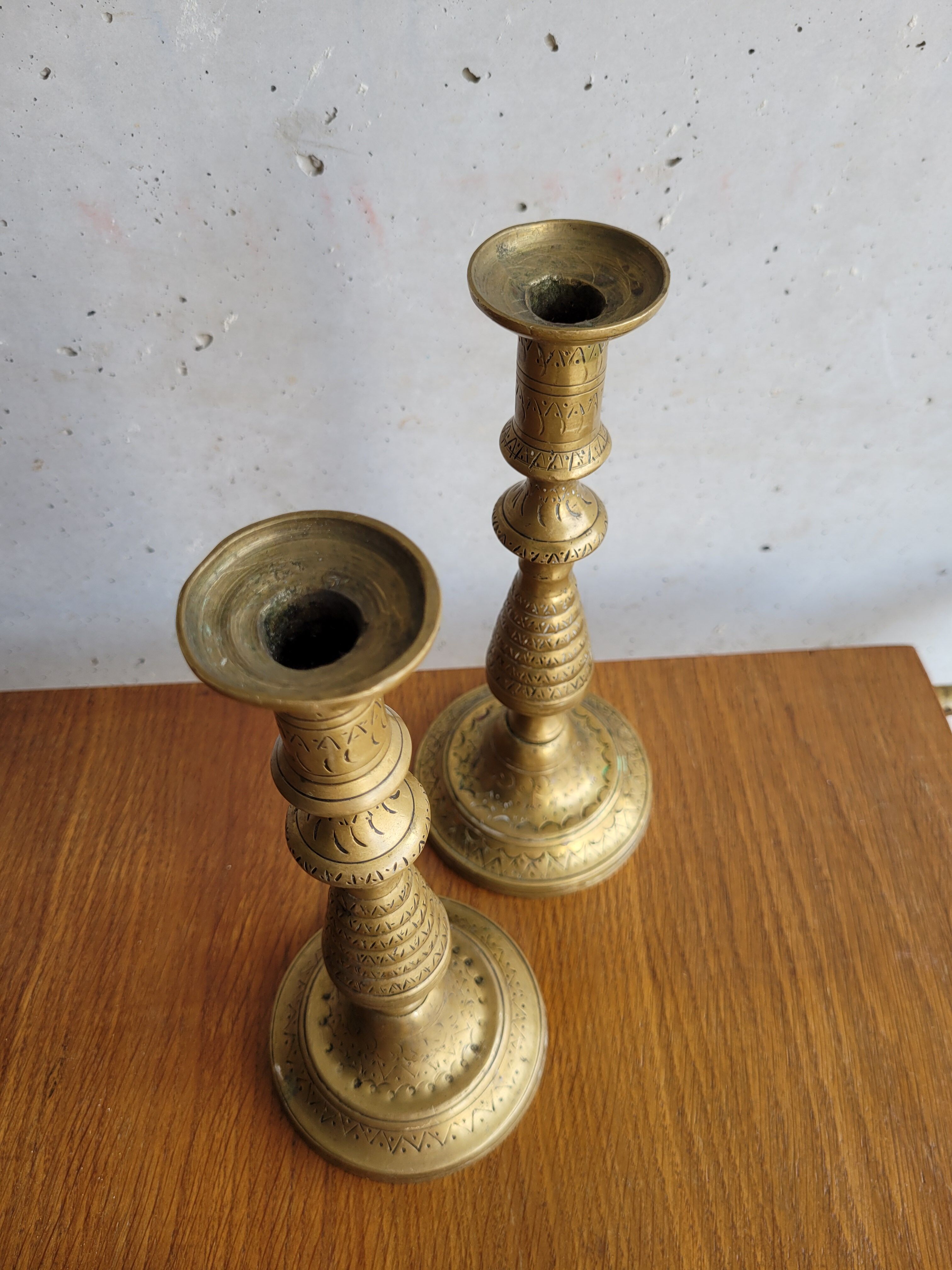 Pair of brass candle holders