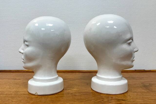 Rare set of 2 Scheurich ceramic heads, West Germany, 1950s-60s