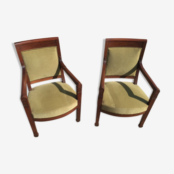 Pair of consulate armchairs in walnut