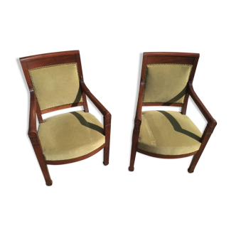 Paire de fauteuils Consulat en noyer