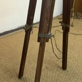 Tripod floor lamp in wood and adjustable brass