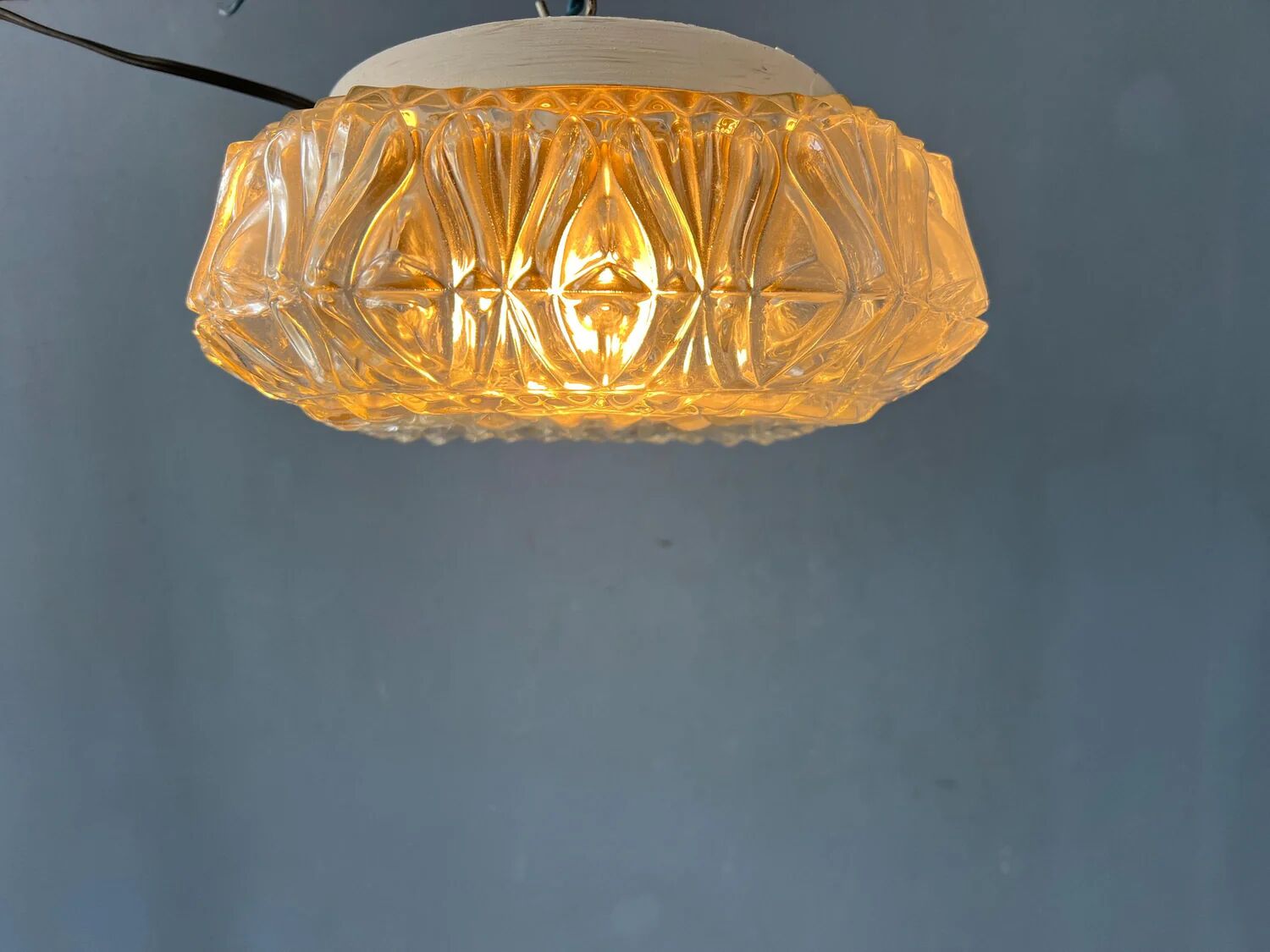 Vintage 30s flush mount glass ceiling lamp