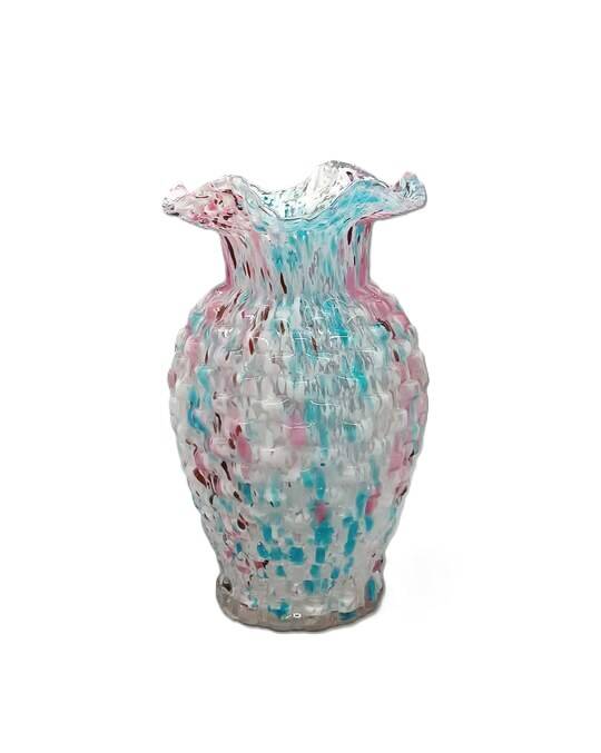 2 anciens vases en verre jaspé, dits style Clichy
