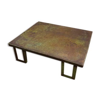 Industrial coffee table steel green factory table