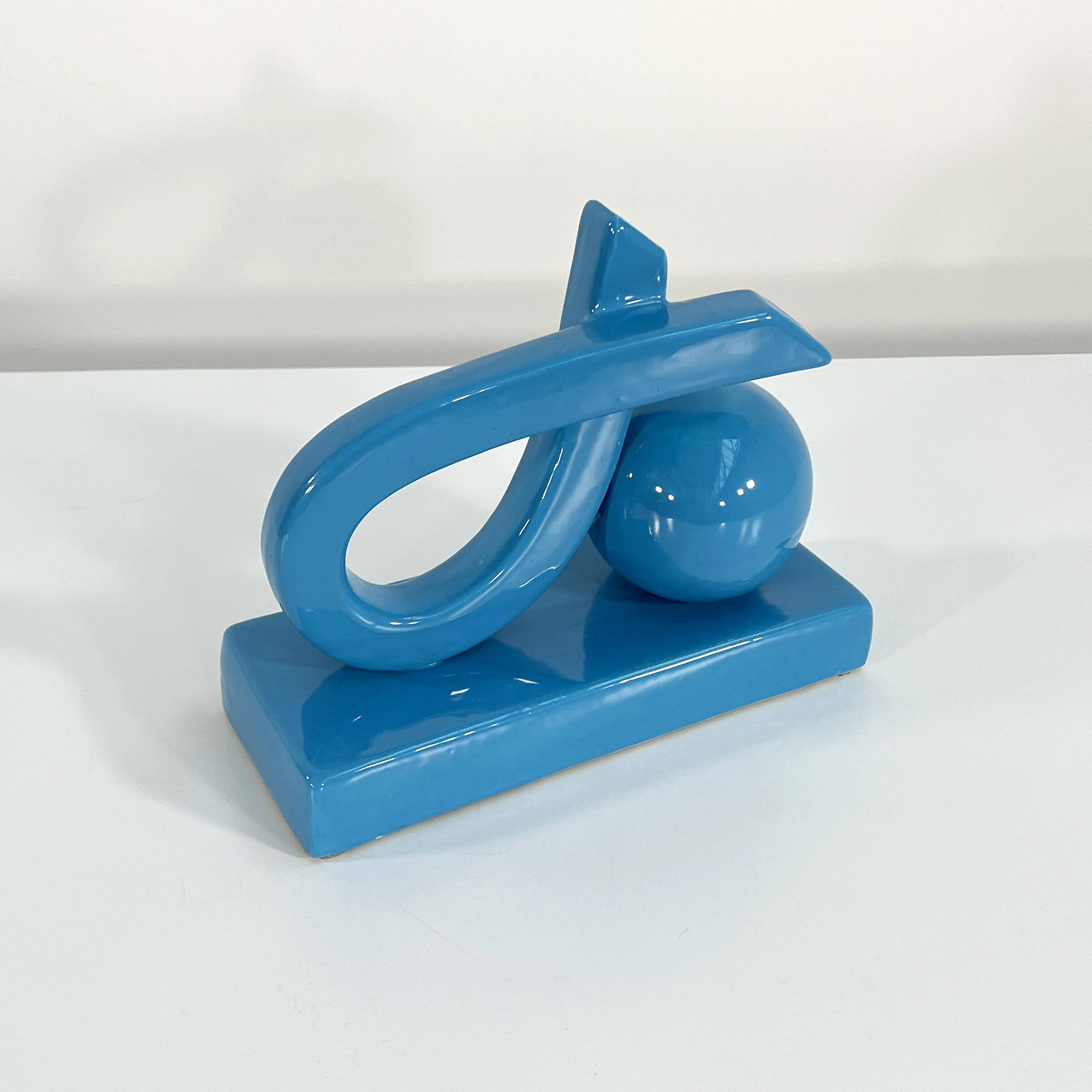 Italian blue ceramic vase, 1970s