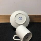 Porcelain de Paris Espresso Cup & Saucer Set: Bird Motif, Gilded, 1950s